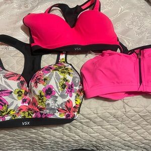 VSX Pink and Floral Sports Bras Trio